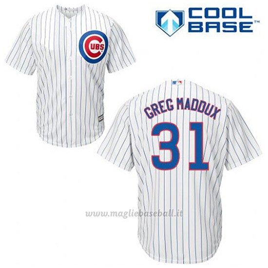 Maglia Baseball Uomo Chicago Cubs 31 Greg Maddux Bianco 1ªCool Base